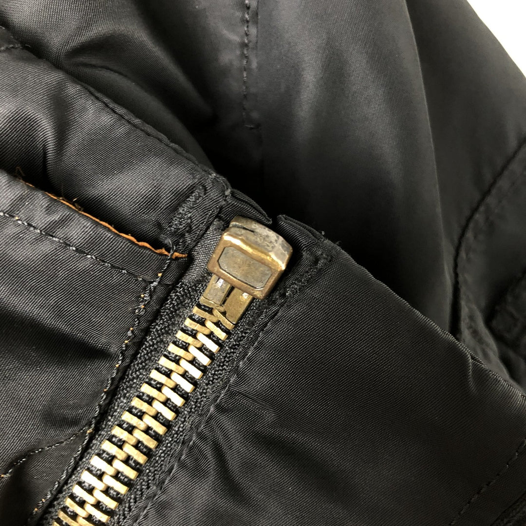 Civilian Alpha MA-1 style padded military flight jacket, men's size L Nylon black type Vintage Second Hand