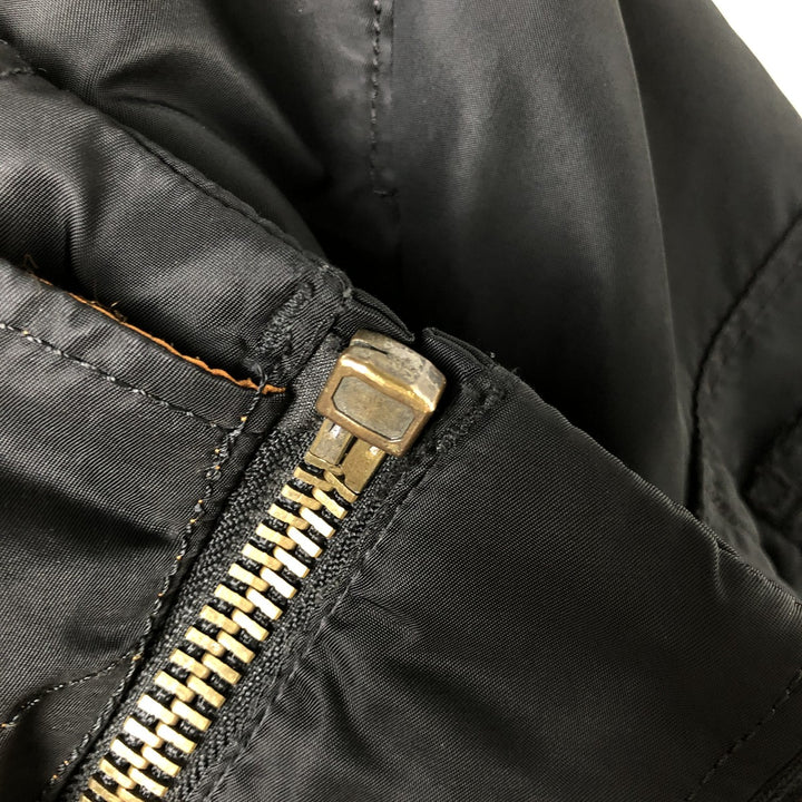 Civilian Alpha MA-1 style padded military flight jacket, men's size L Nylon black type Vintage Second Hand
