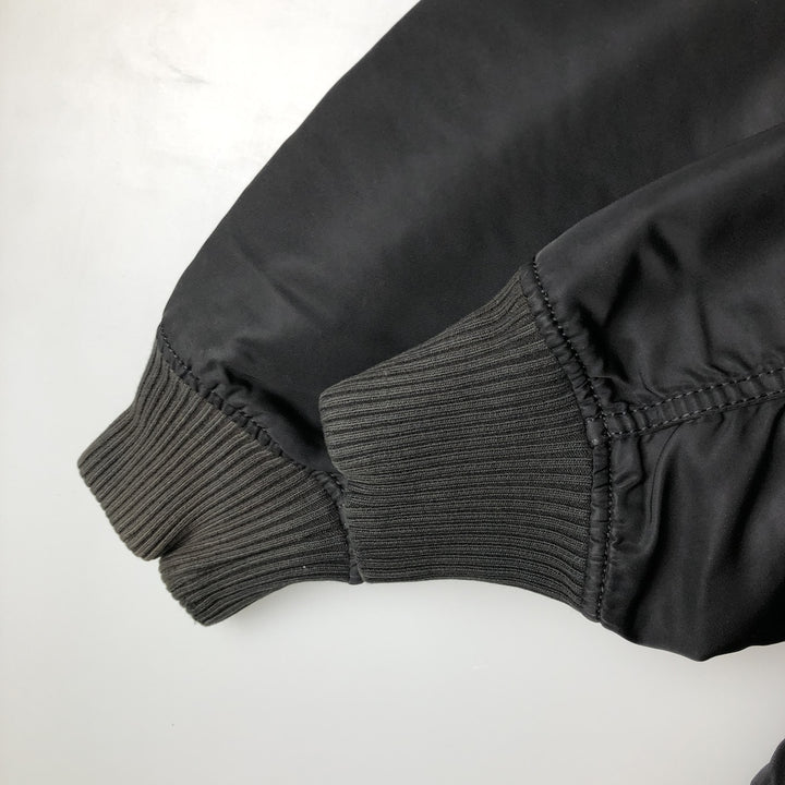 Civilian Alpha MA-1 style padded military flight jacket, men's size L Nylon black type Vintage Second Hand