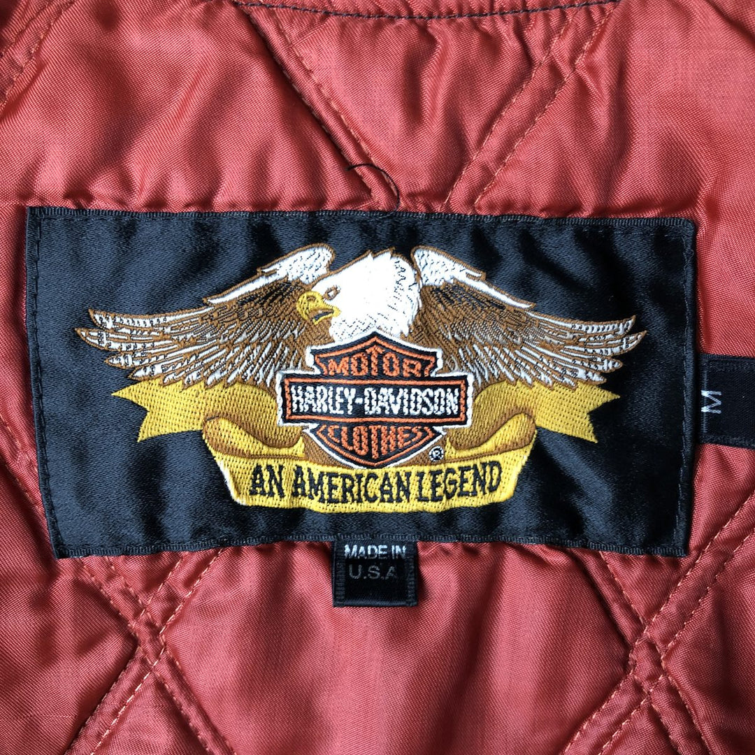 Harley-Davidson MA-1 type padded military flight jacket with back logo, made in USA, men's size M equivalent. Nylon black type Vintage Second Hand