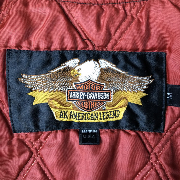 Harley-Davidson MA-1 type padded military flight jacket with back logo, made in USA, men's size M equivalent. Nylon black type Vintage Second Hand