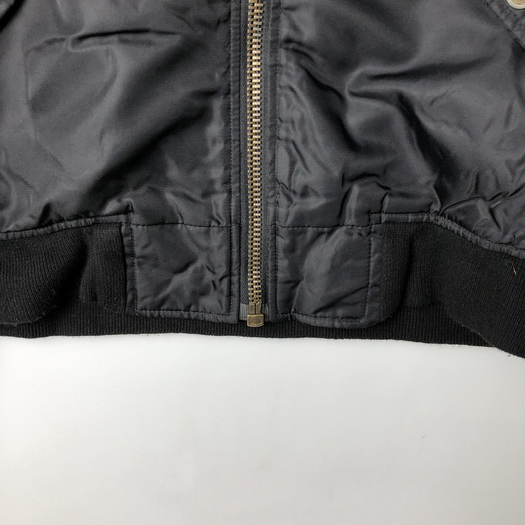 Harley-Davidson MA-1 type padded military flight jacket with back logo, made in USA, men's size M equivalent. Nylon black type Vintage Second Hand