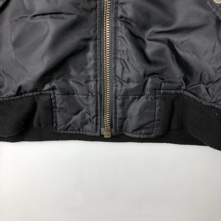 Harley-Davidson MA-1 type padded military flight jacket with back logo, made in USA, men's size M equivalent. Nylon black type Vintage Second Hand