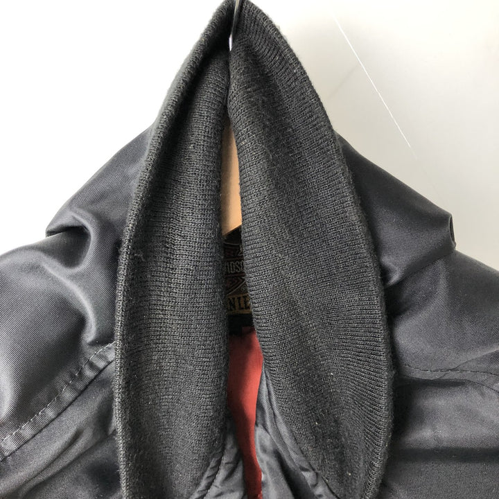 Harley-Davidson MA-1 type padded military flight jacket with back logo, made in USA, men's size M equivalent. Nylon black type Vintage Second Hand