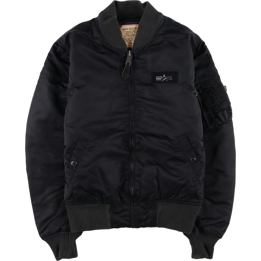 Civilian Alpha MA-1 style padded military flight jacket, men's size small Nylon black type Vintage Second Hand