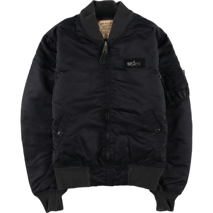 Civilian Alpha MA-1 style padded military flight jacket, men's size small Nylon black type Vintage Second Hand