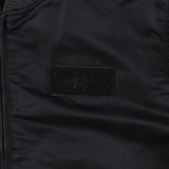 Civilian Alpha MA-1 style padded military flight jacket, men's size small Nylon black type Vintage Second Hand
