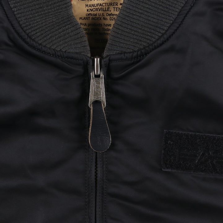 Civilian Alpha MA-1 style padded military flight jacket, men's size small Nylon black type Vintage Second Hand