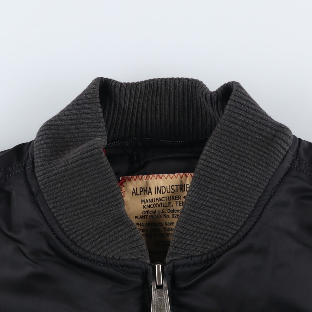 Civilian Alpha MA-1 style padded military flight jacket, men's size small Nylon black type Vintage Second Hand