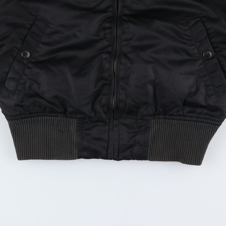 Civilian Alpha MA-1 style padded military flight jacket, men's size small Nylon black type Vintage Second Hand