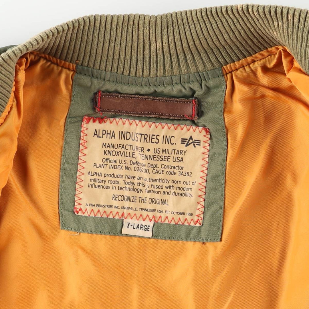 Civilian Alpha ALPHA MA-1 type military flight jacket, men's XL equivalent Nylon Khaki type Vintage Second Hand