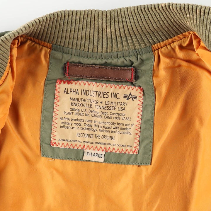 Civilian Alpha ALPHA MA-1 type military flight jacket, men's XL equivalent Nylon Khaki type Vintage Second Hand