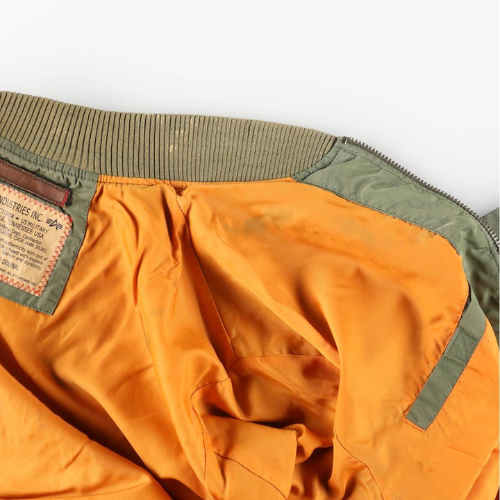 Civilian Alpha ALPHA MA-1 type military flight jacket, men's XL equivalent Nylon Khaki type Vintage Second Hand