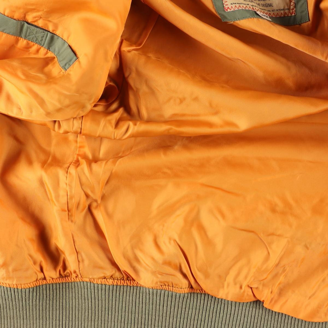 Civilian Alpha ALPHA MA-1 type military flight jacket, men's XL equivalent Nylon Khaki type Vintage Second Hand