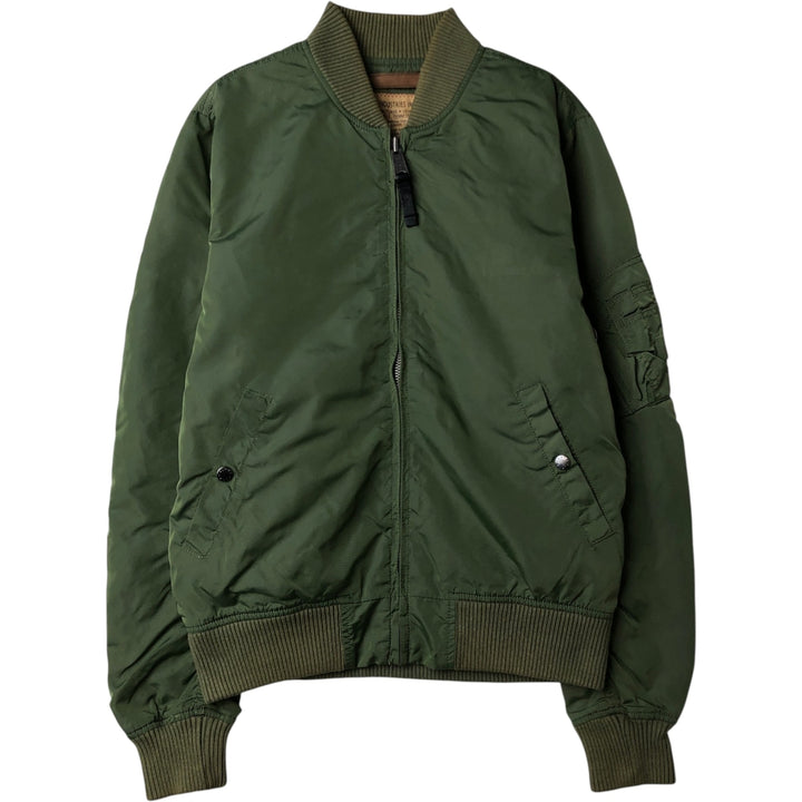 Civilian Alpha MA-1 Type Military Flight Jacket Men's M Size Nylon Khaki type Vintage Second Hand