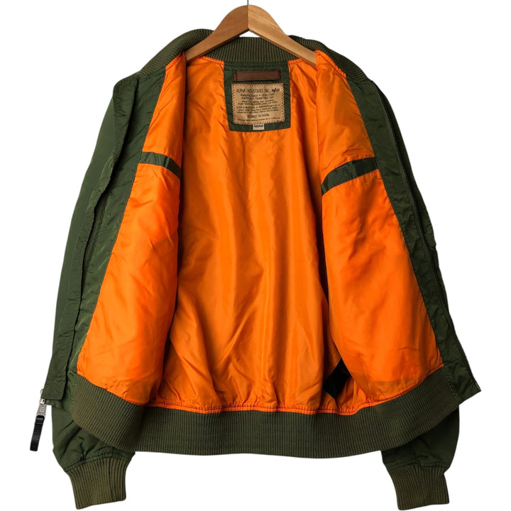 Civilian Alpha MA-1 Type Military Flight Jacket Men's M Size Nylon Khaki type Vintage Second Hand