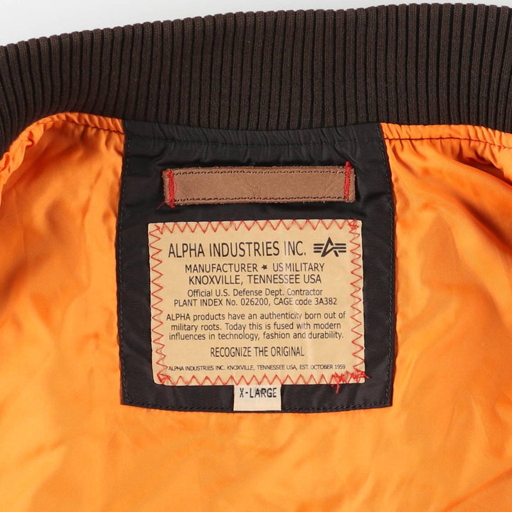 Civilian Alpha ALPHA MA-1 type military flight jacket, men's XL equivalent Nylon black type Vintage Second Hand
