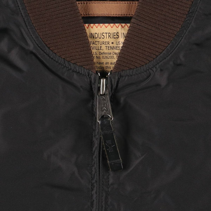 Civilian Alpha ALPHA MA-1 type military flight jacket, men's XL equivalent Nylon black type Vintage Second Hand