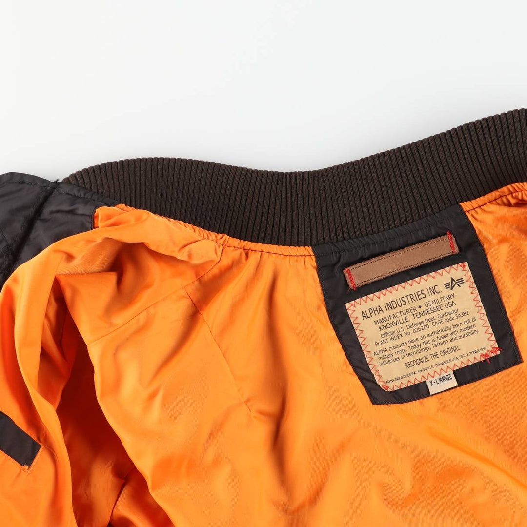 Civilian Alpha ALPHA MA-1 type military flight jacket, men's XL equivalent Nylon black type Vintage Second Hand