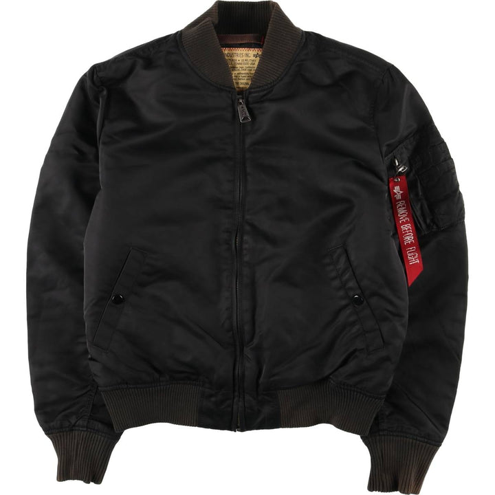 Civilian Alpha MA-1 style padded military flight jacket, men's size M Nylon black type Vintage Second Hand