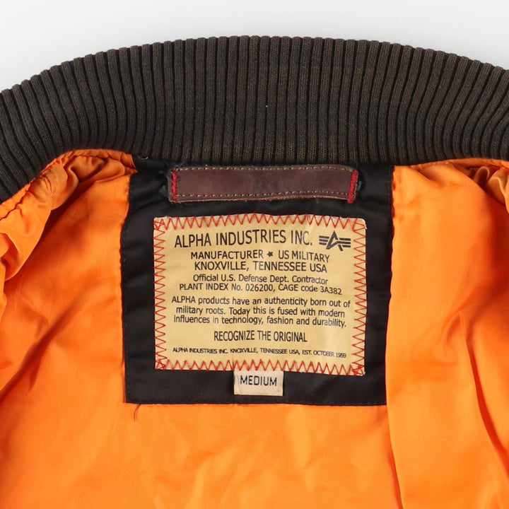 Civilian Alpha MA-1 style padded military flight jacket, men's size M Nylon black type Vintage Second Hand