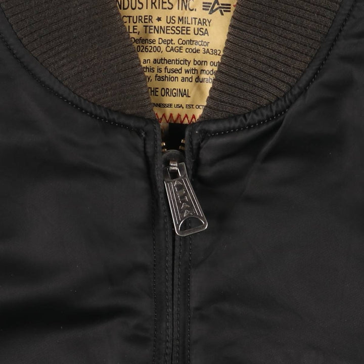 Civilian Alpha MA-1 style padded military flight jacket, men's size M Nylon black type Vintage Second Hand