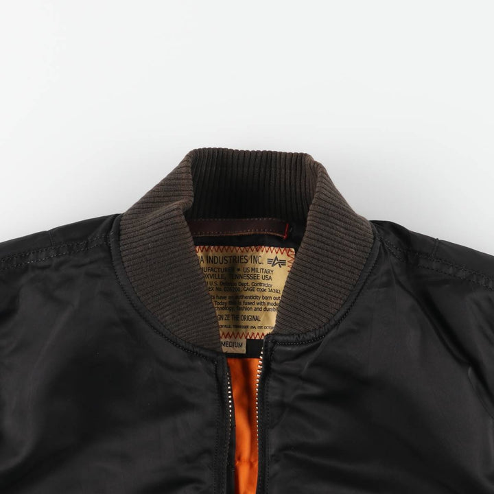 Civilian Alpha MA-1 style padded military flight jacket, men's size M Nylon black type Vintage Second Hand