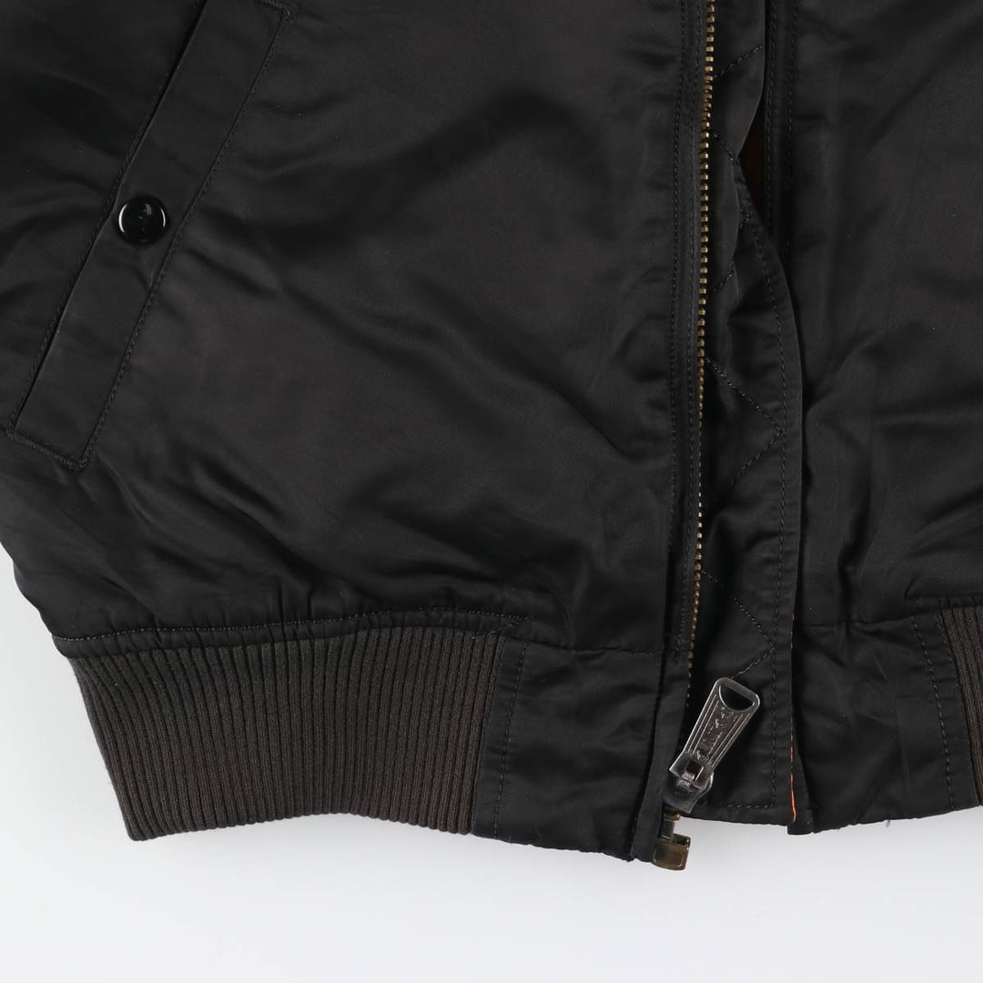 Civilian Alpha MA-1 style padded military flight jacket, men's size M Nylon black type Vintage Second Hand