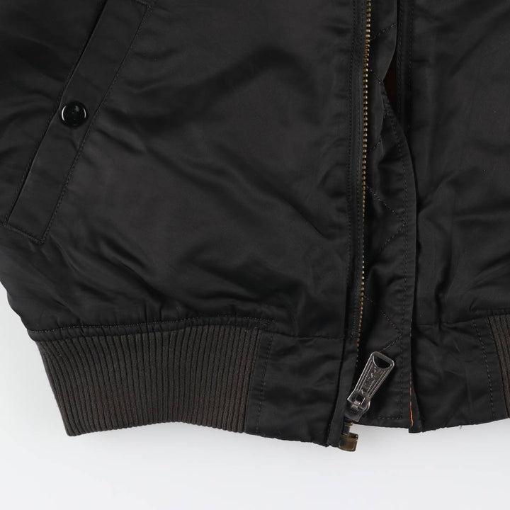 Civilian Alpha MA-1 style padded military flight jacket, men's size M Nylon black type Vintage Second Hand