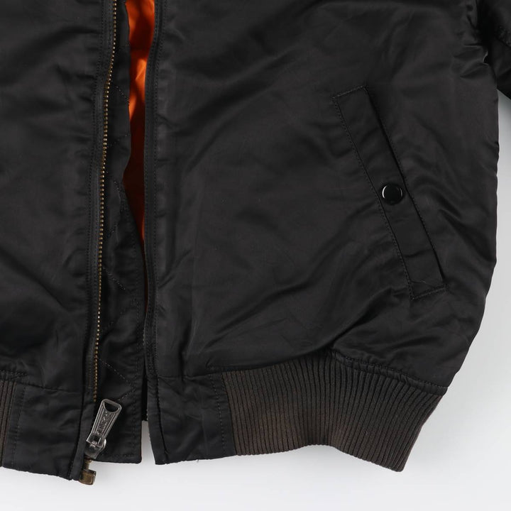 Civilian Alpha MA-1 style padded military flight jacket, men's size M Nylon black type Vintage Second Hand