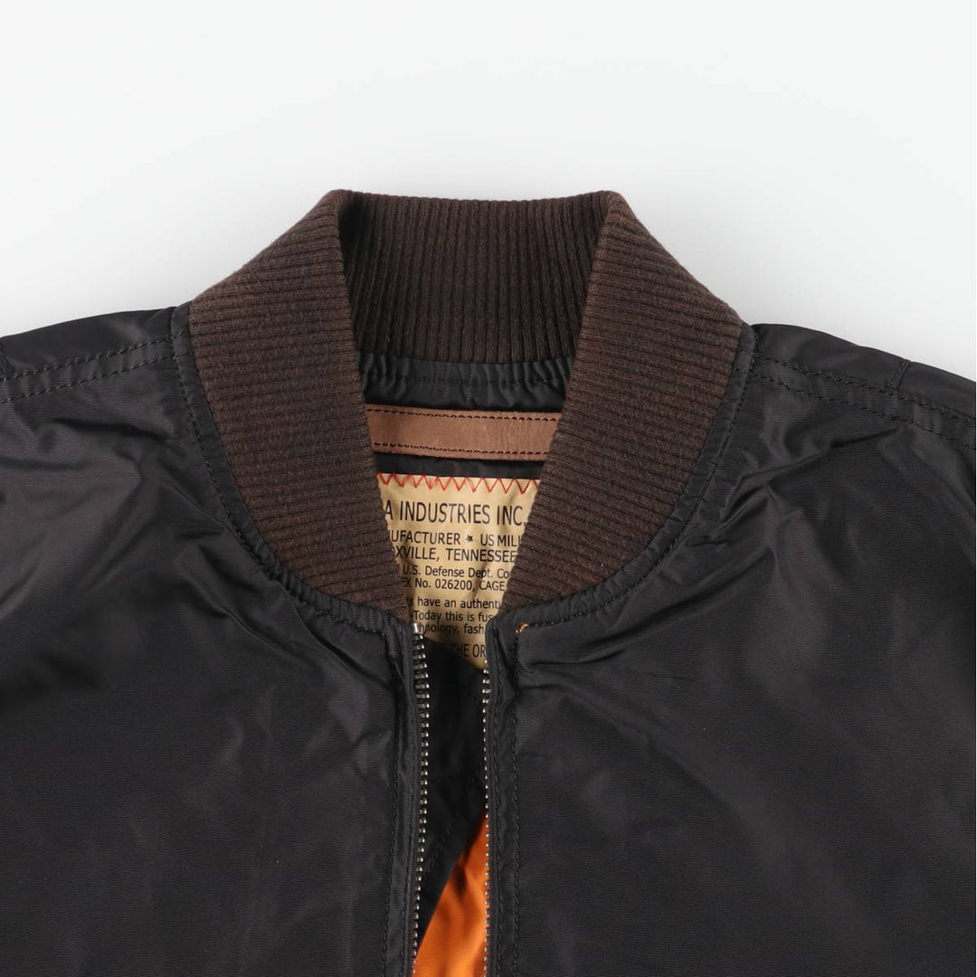Civilian Alpha MA-1 Type Military Flight Jacket Men's M Size Nylon black type Vintage Second Hand
