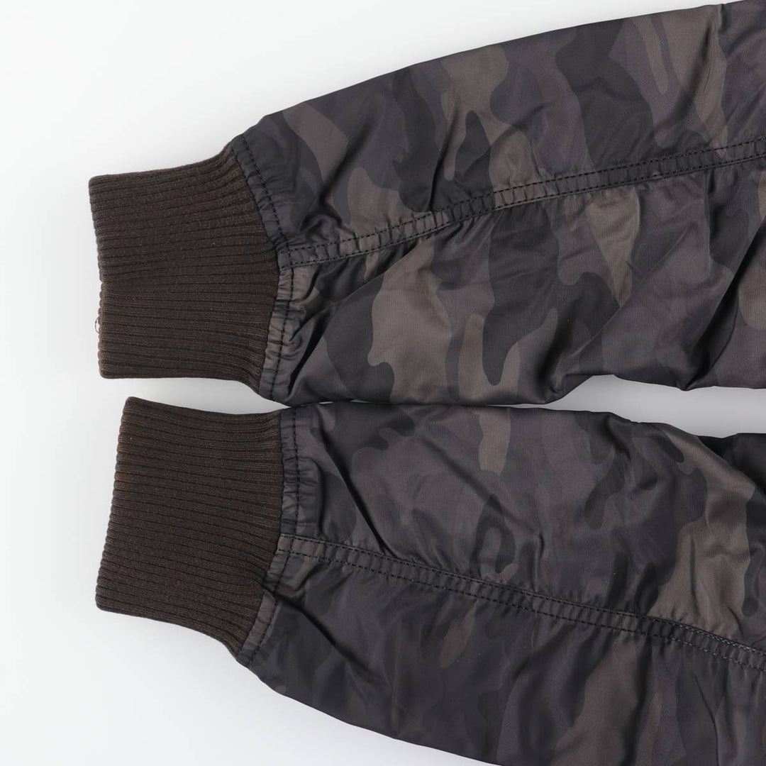 Civilian-made Alpha Industries MA-1 type camouflage pattern military flight jacket, men's size L equivalent. Nylon black type Vintage Second Hand