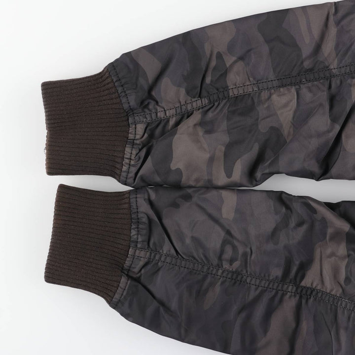 Civilian-made Alpha Industries MA-1 type camouflage pattern military flight jacket, men's size L equivalent. Nylon black type Vintage Second Hand