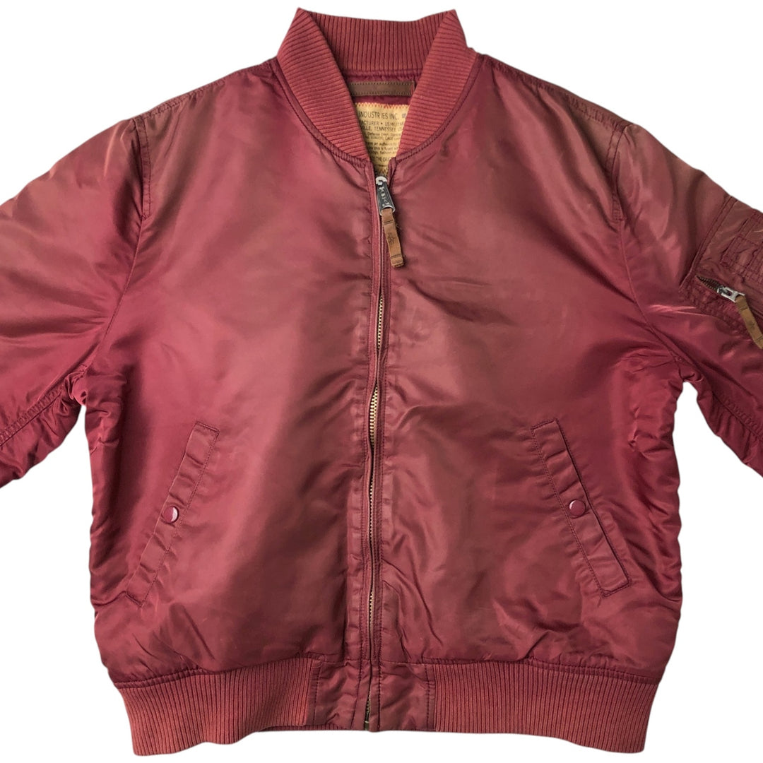 Civilian Alpha MA-1 type padded military flight jacket, men's XL size Nylon red type Vintage Second Hand