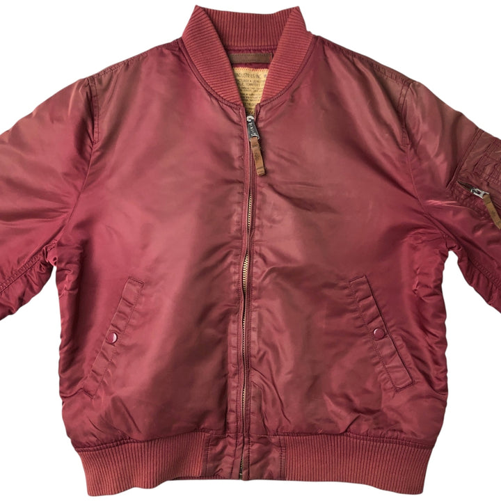 Civilian Alpha MA-1 type padded military flight jacket, men's XL size Nylon red type Vintage Second Hand