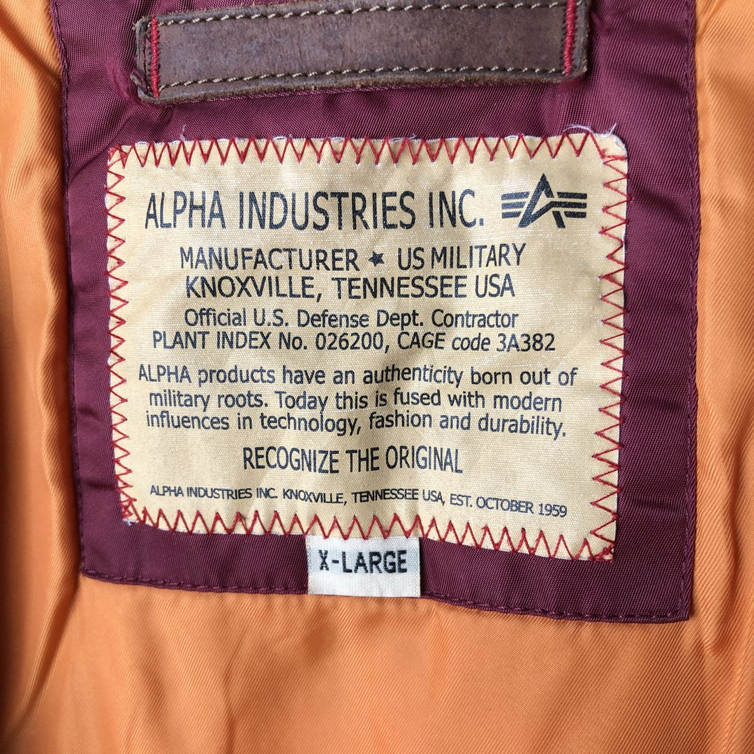 Civilian Alpha MA-1 type padded military flight jacket, men's XL size Nylon red type Vintage Second Hand