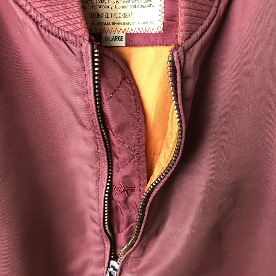 Civilian Alpha MA-1 type padded military flight jacket, men's XL size Nylon red type Vintage Second Hand