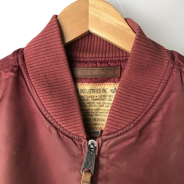Civilian Alpha MA-1 type padded military flight jacket, men's XL size Nylon red type Vintage Second Hand