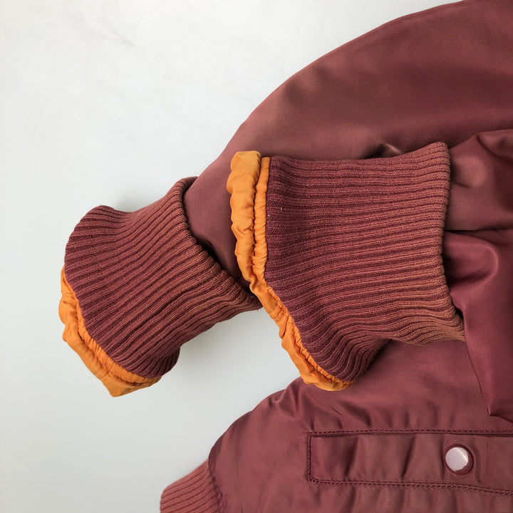 Civilian Alpha MA-1 type padded military flight jacket, men's XL size Nylon red type Vintage Second Hand