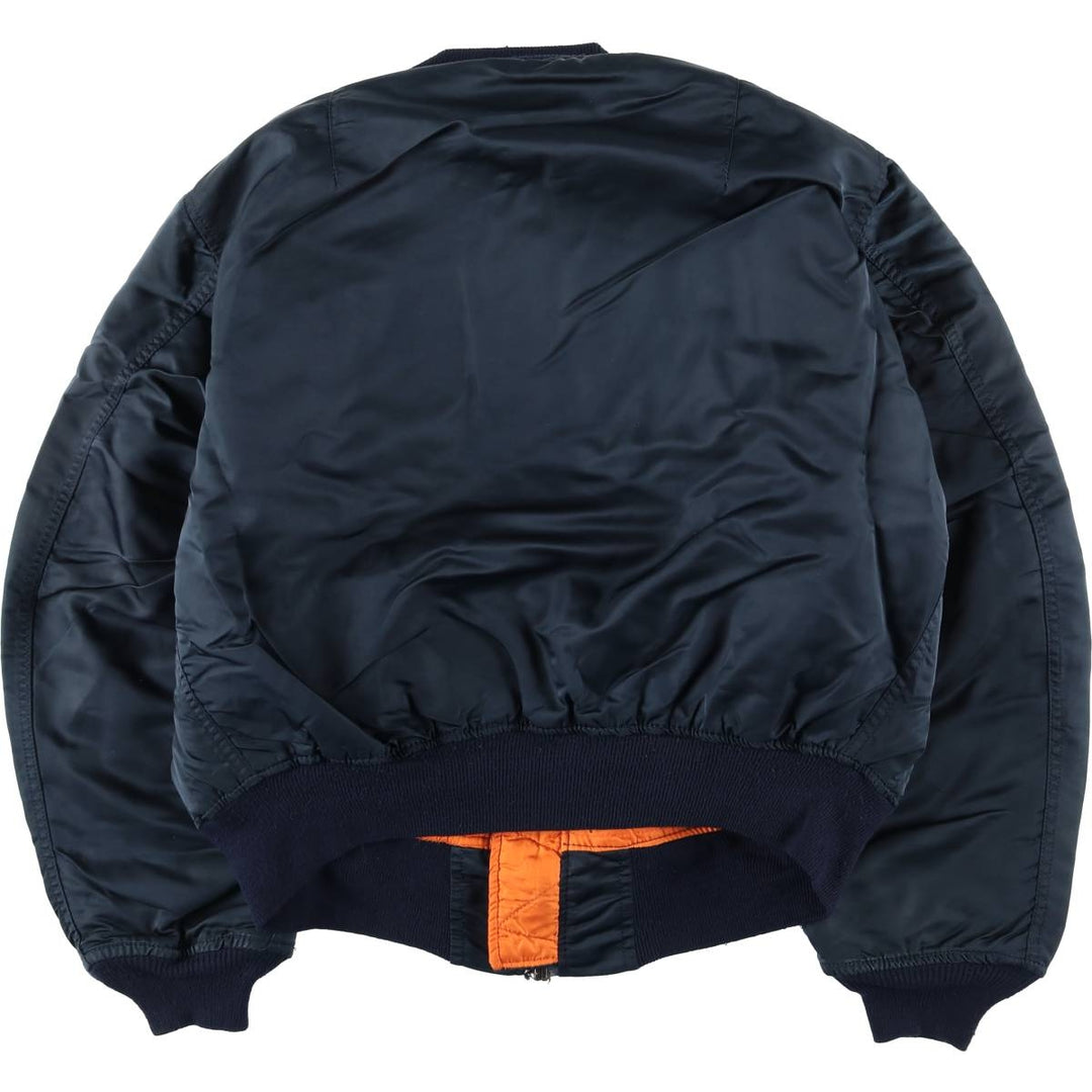 90'S civilian Alpha MA-1 style padded military flight jacket, made in the USA, men's size L, vintage Nylon navy blue type Vintage Second Hand