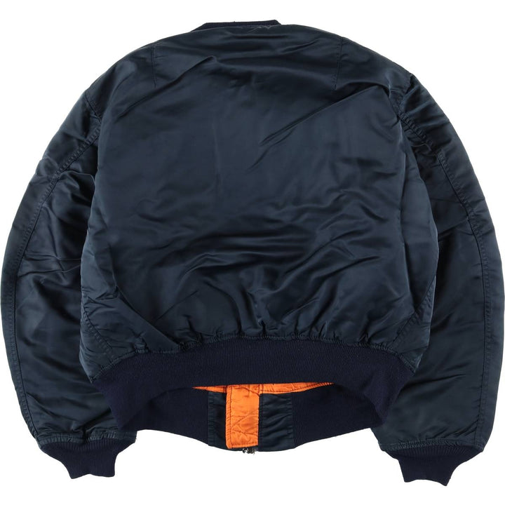 90'S civilian Alpha MA-1 style padded military flight jacket, made in the USA, men's size L, vintage Nylon navy blue type Vintage Second Hand
