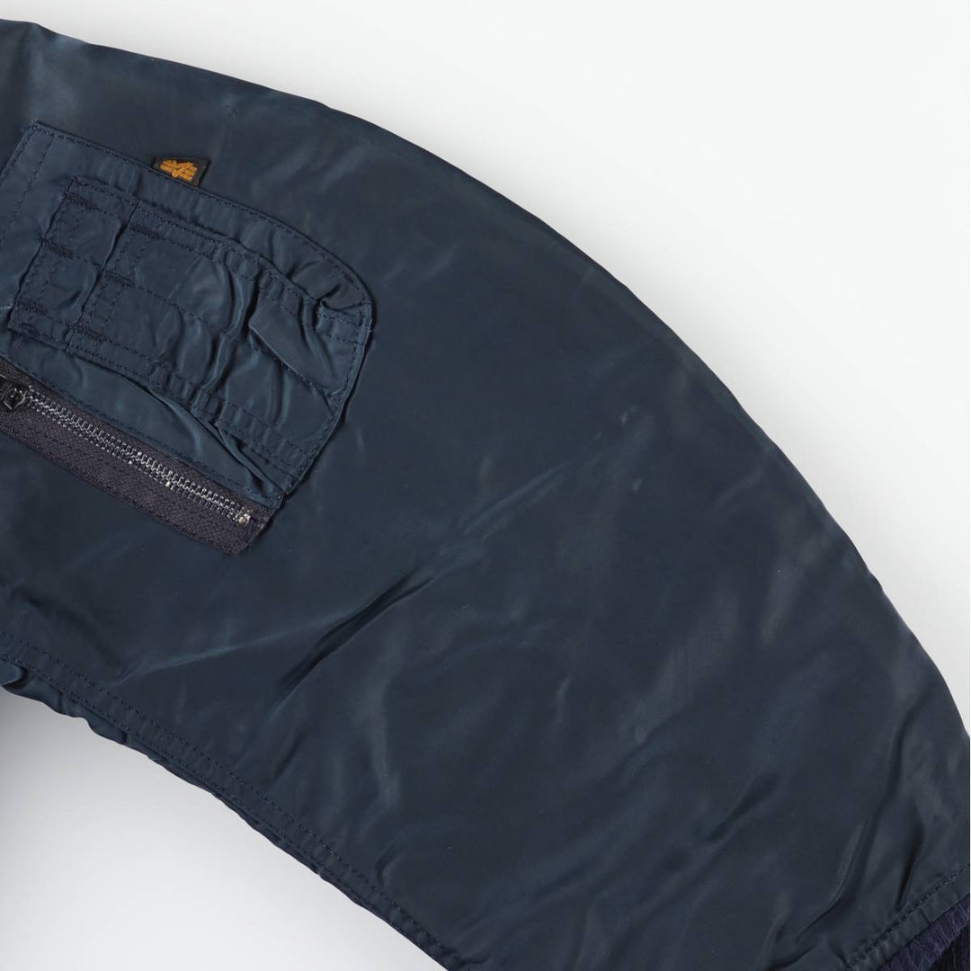 90'S civilian Alpha MA-1 style padded military flight jacket, made in the USA, men's size L, vintage Nylon navy blue type Vintage Second Hand