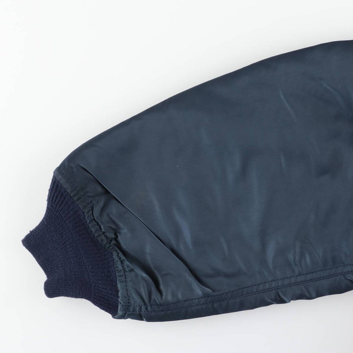 90'S civilian Alpha MA-1 style padded military flight jacket, made in the USA, men's size L, vintage Nylon navy blue type Vintage Second Hand