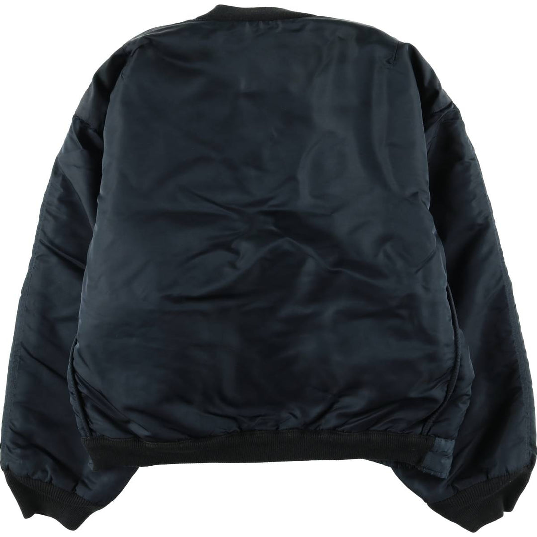 1990'S Civilian Schott MA-1 Style Padded Military Flight Jacket, Men's Size L, Vintage Nylon navy blue type Vintage Second Hand
