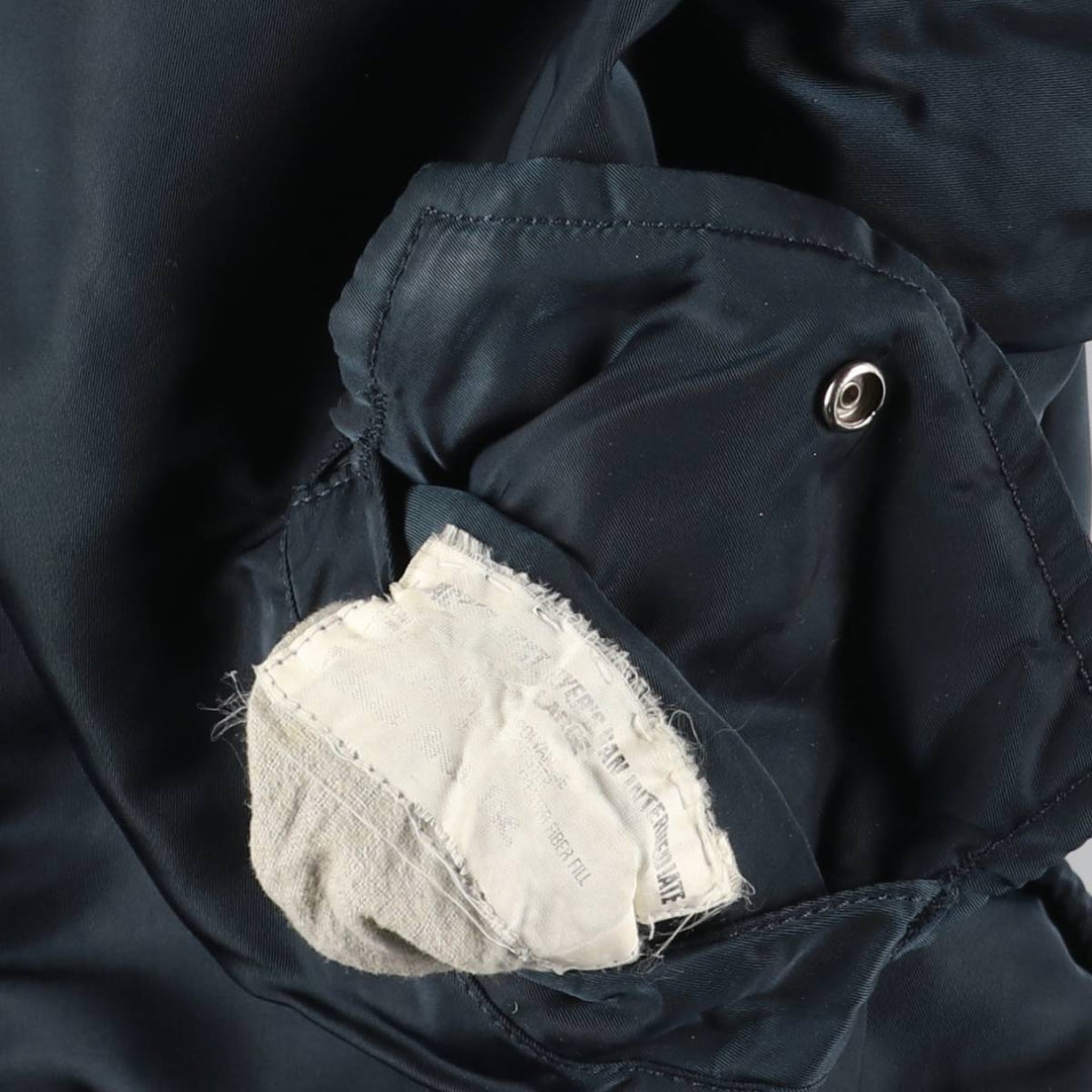 1990'S Civilian Schott MA-1 Style Padded Military Flight Jacket, Men's Size L, Vintage Nylon navy blue type Vintage Second Hand
