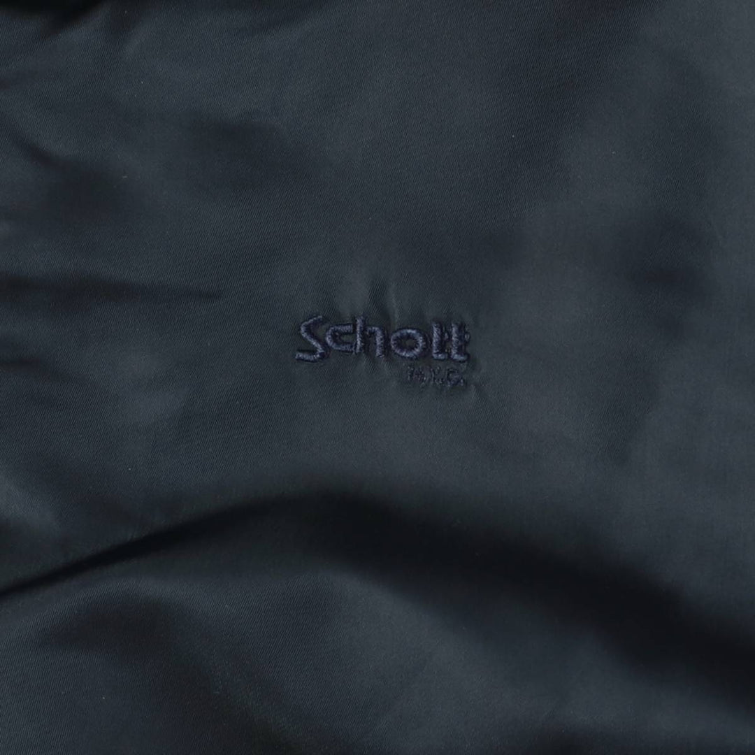 1990'S Civilian Schott MA-1 Style Padded Military Flight Jacket, Men's Size L, Vintage Nylon navy blue type Vintage Second Hand