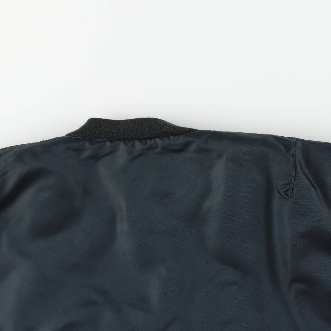1990'S Civilian Schott MA-1 Style Padded Military Flight Jacket, Men's Size L, Vintage Nylon navy blue type Vintage Second Hand