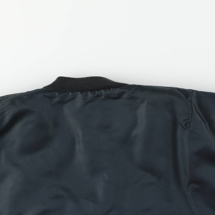 1990'S Civilian Schott MA-1 Style Padded Military Flight Jacket, Men's Size L, Vintage Nylon navy blue type Vintage Second Hand