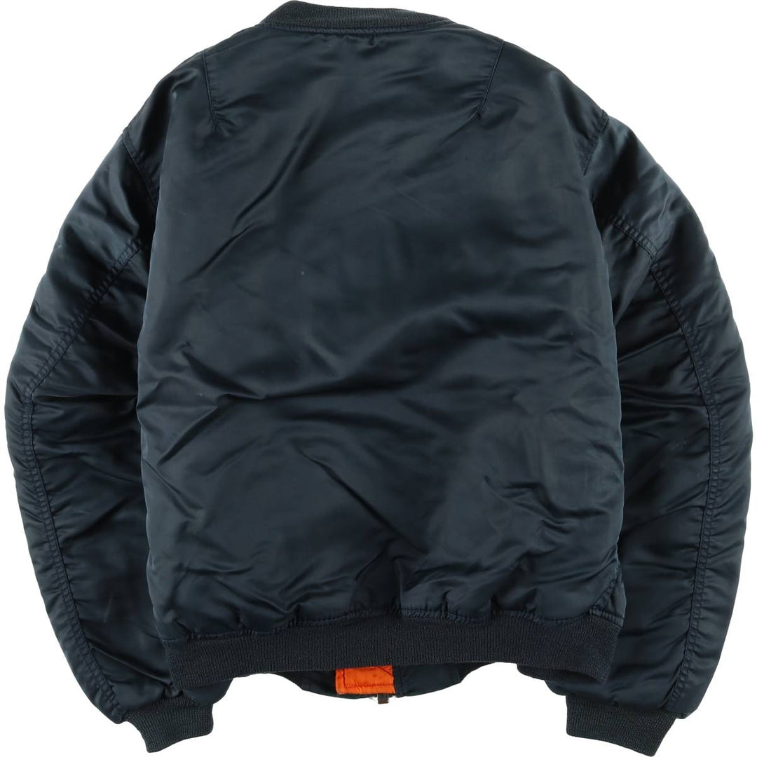 1980'S Civilian MA-1 Type Padded Military Flight Jacket, Large (Men's Size L equivalent) Nylon navy blue type Vintage Second Hand