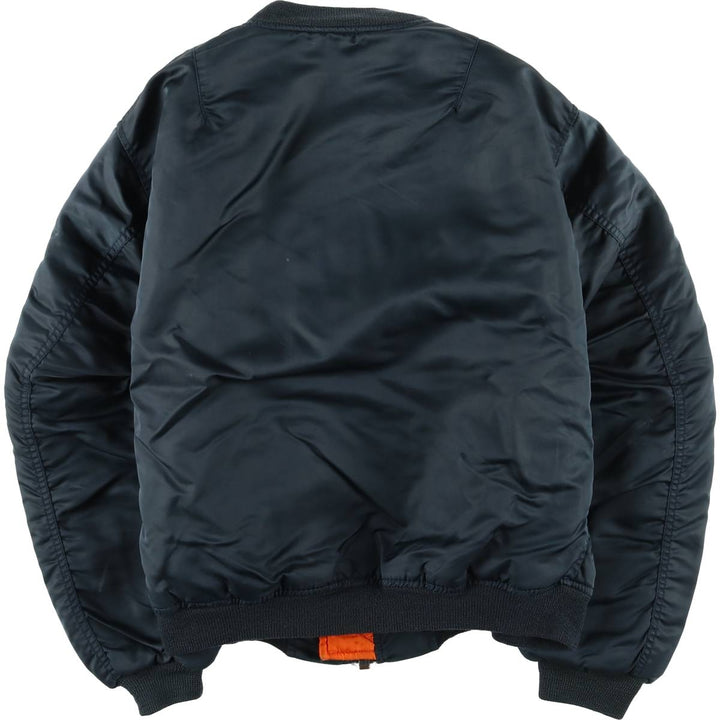 1980'S Civilian MA-1 Type Padded Military Flight Jacket, Large (Men's Size L equivalent) Nylon navy blue type Vintage Second Hand